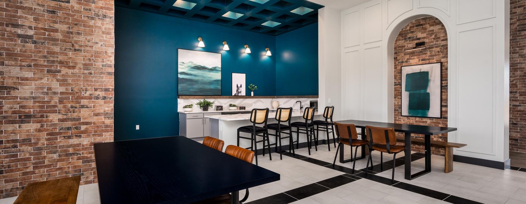 a room with tables and chairs