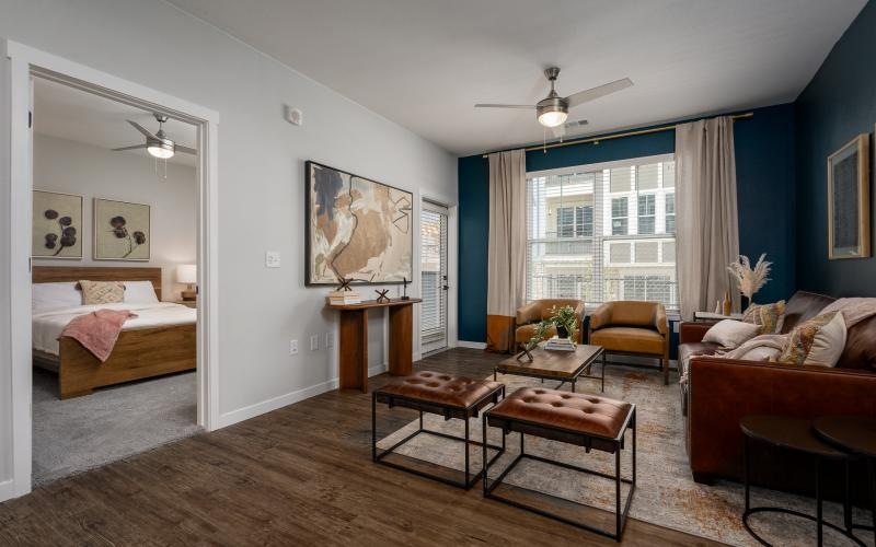 a living room with furniture