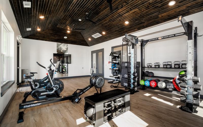 a gym with exercise equipment